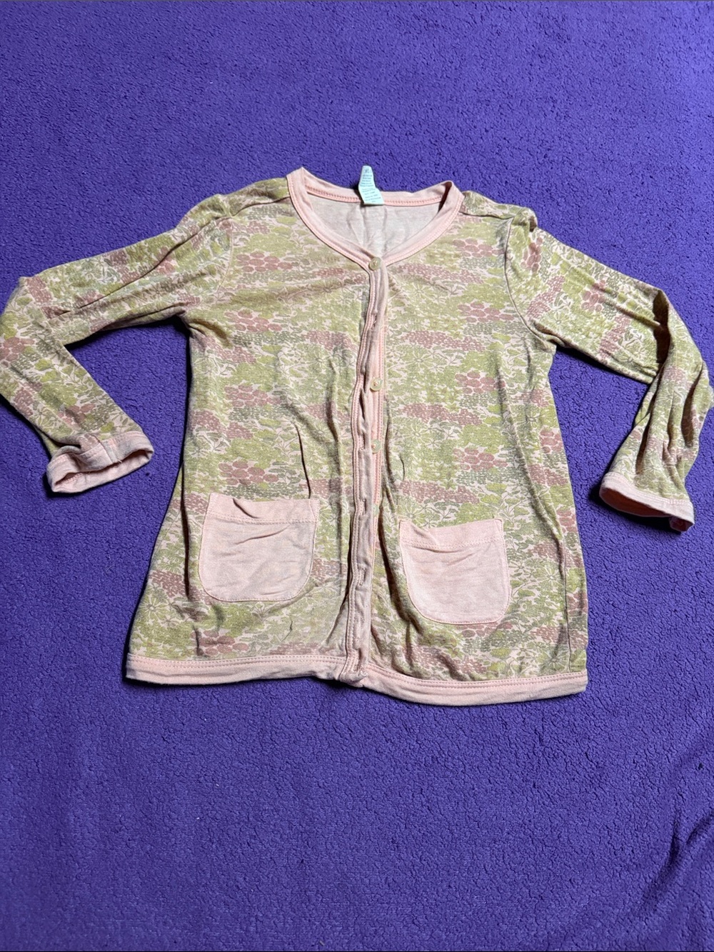 kate quinn Pink and Green Floral Button-Front Cardigan